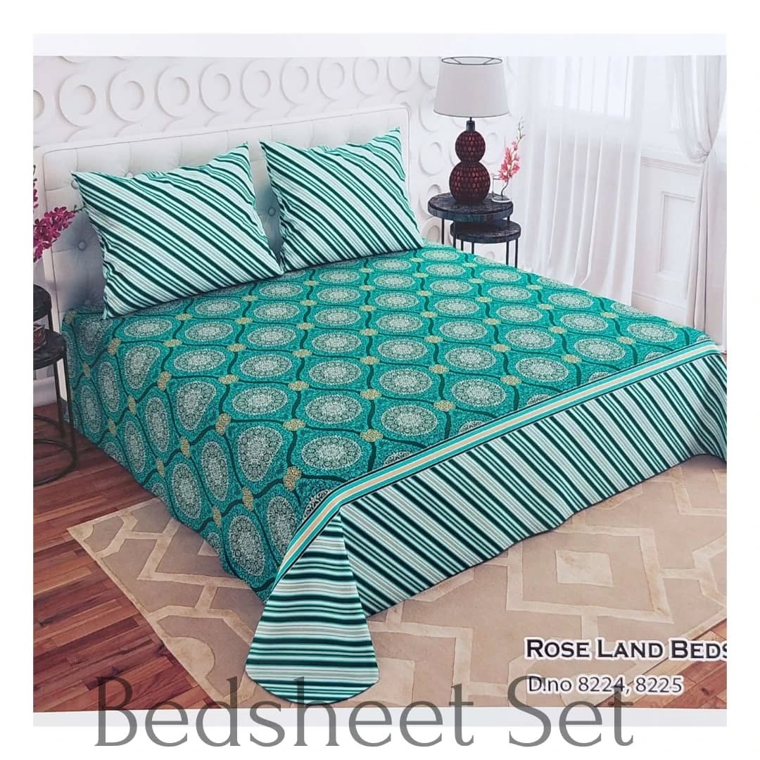 Sea Green Tonal Geometric Print Cotton Sheet Set