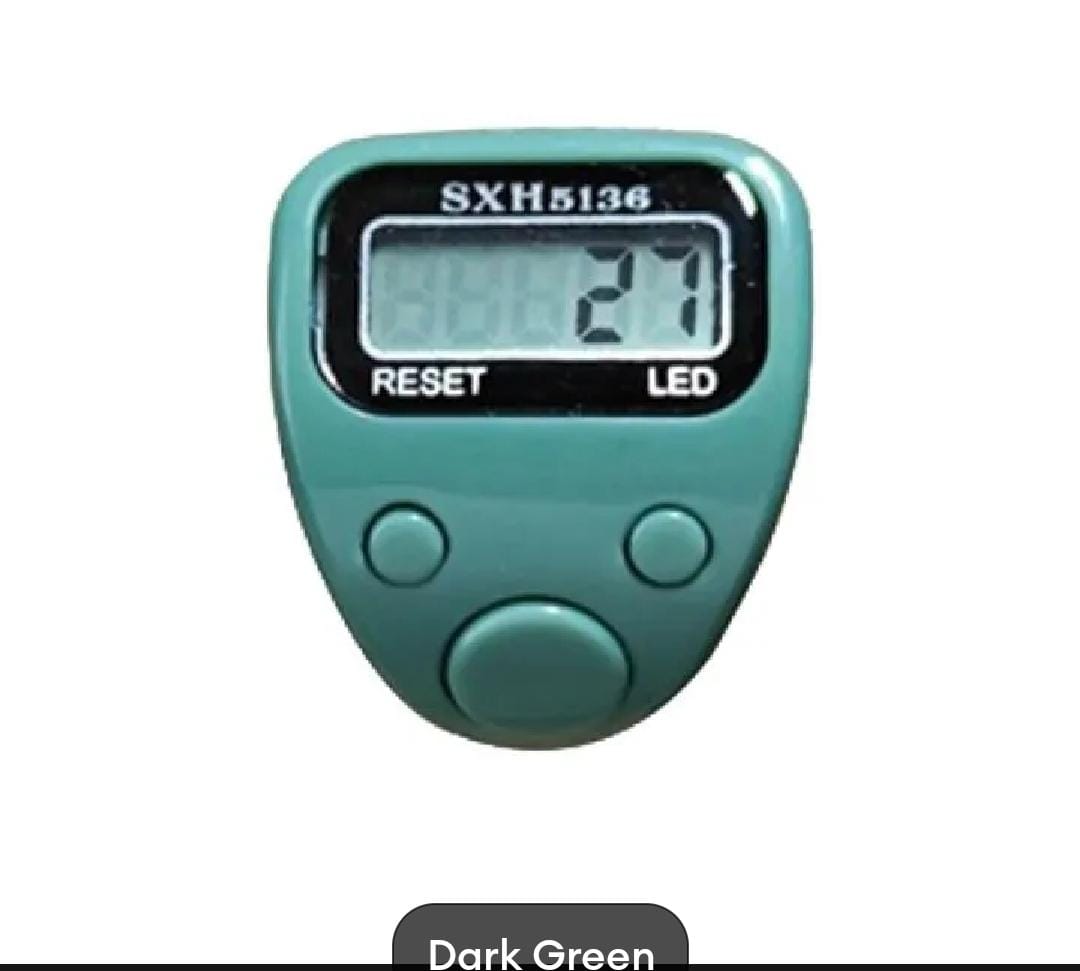 Teal digital counter with a white background