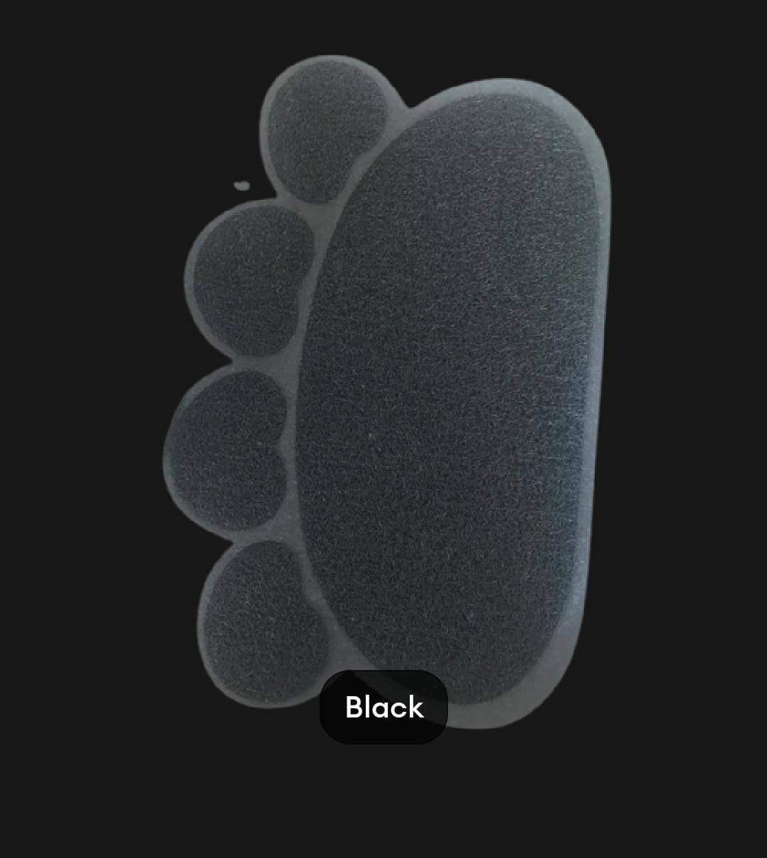 Black footed shoe insole on a black background