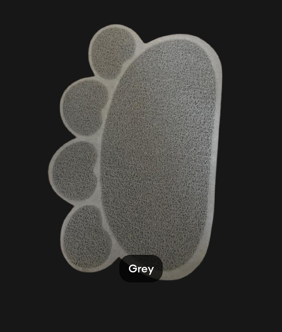 Gray foot sole imprint on a black background
