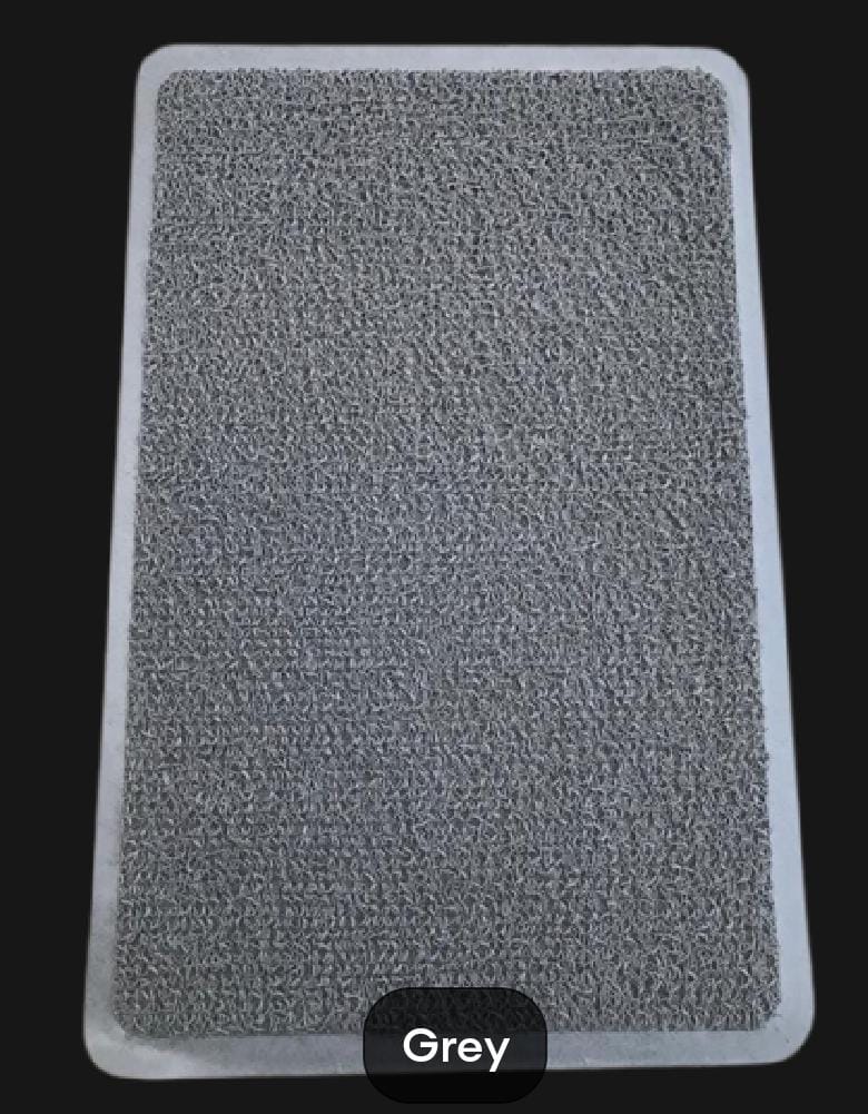 Gray textured mat on a black background