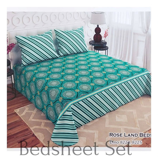 Sea Green Tonal Geometric Print Cotton Sheet Set