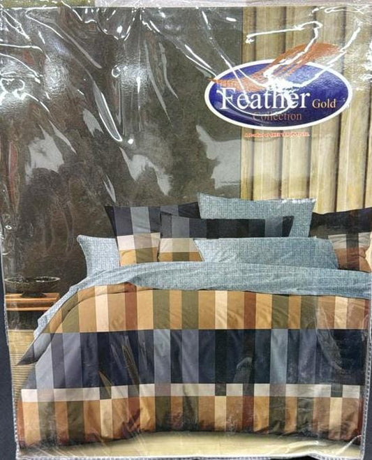 Packaged bedding set with plaid pattern .
