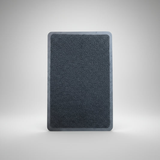 Rectangular black bath mat on a transparent background