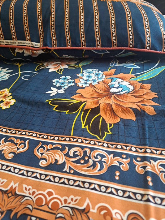 Diamond crystal orange floral bedsheets single pack of 2