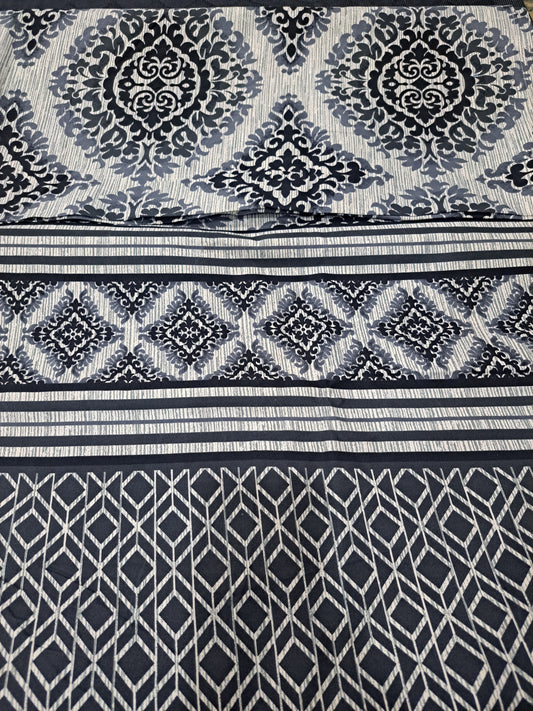 Satin double bed sheet black geometric