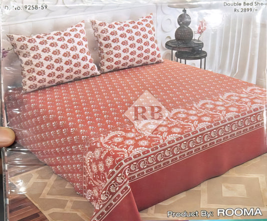 Floral Double Bed Sheet Set – Elegant Design & Premium Comfort
