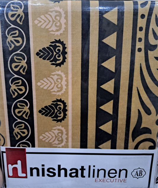 Sunrise Garden Abstract Cotton King Bedsheet - brown and black