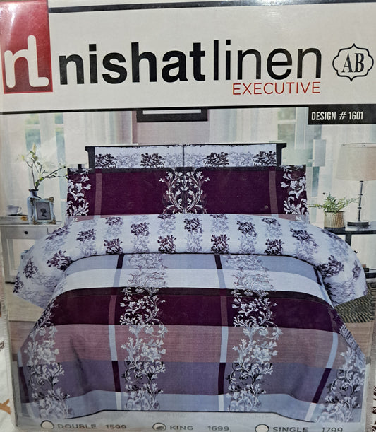 Pink and Red Floral King Size Cotton Bed Sheet – Nishat Linens Rs.1600
