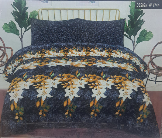 Black and Beige Nishnatlinens King size Cotton  Bed sheet Rs. 1600